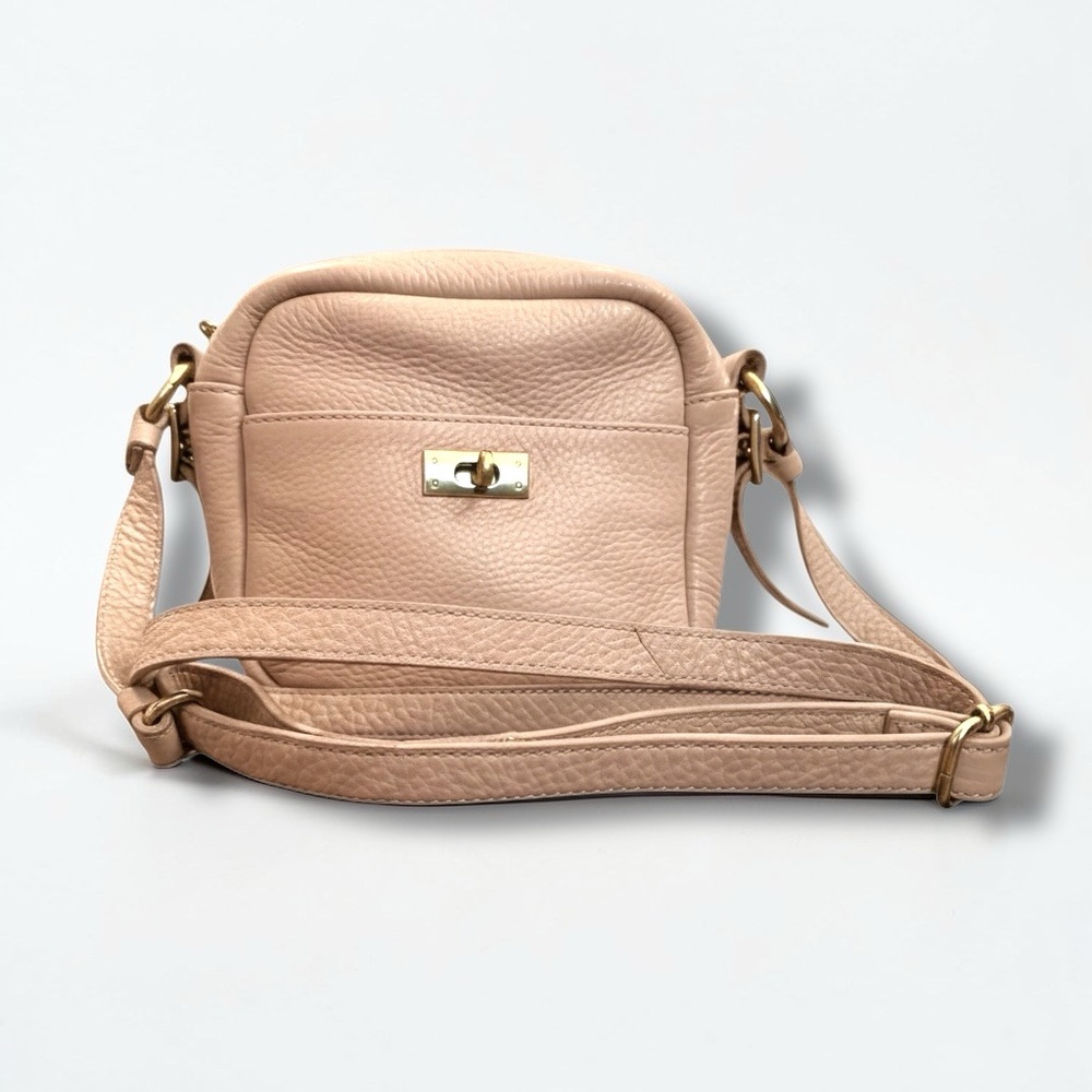 J. Crew Blush pink leather crossbody camera bag turn lock